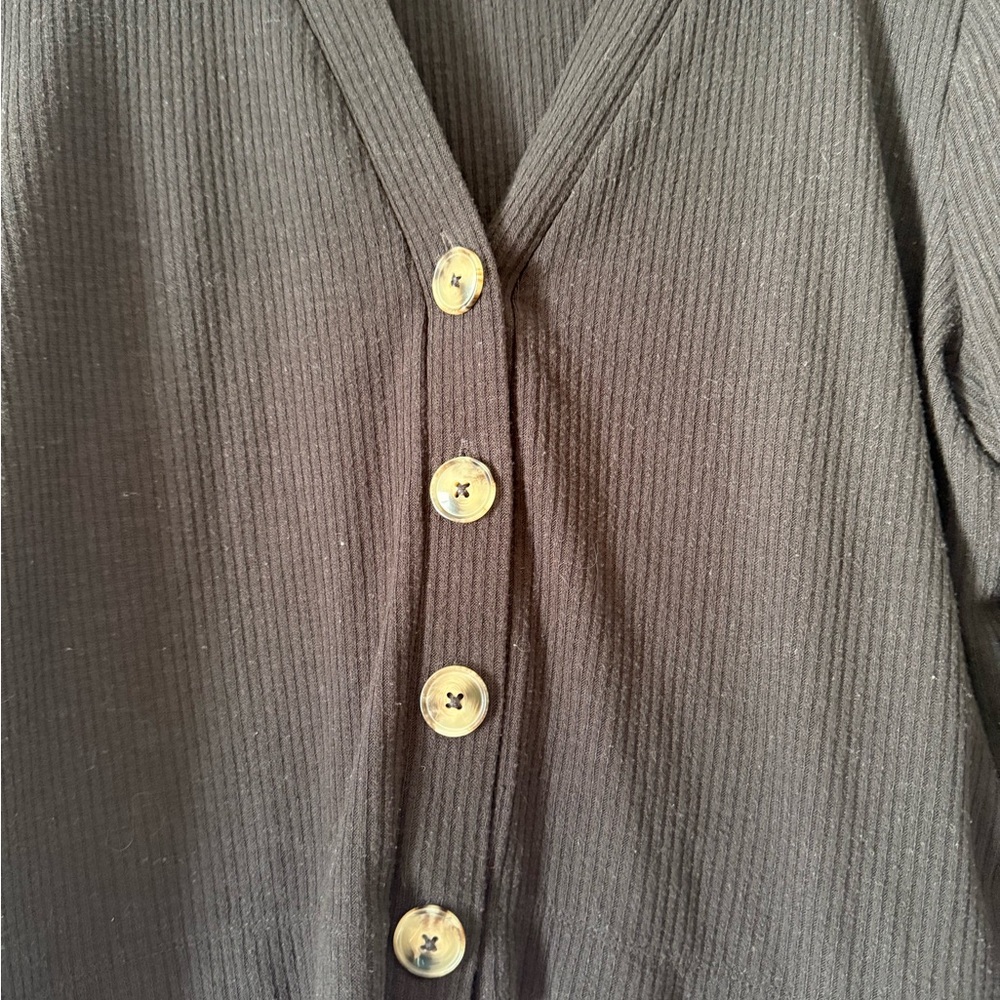 LOFT Black Ribbed Cardigan - Picture 3 of 7